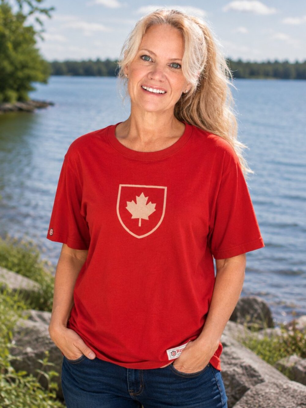 Unisex Canada Shield T-Shirt | Red | Made in Canada | Red Canoe
